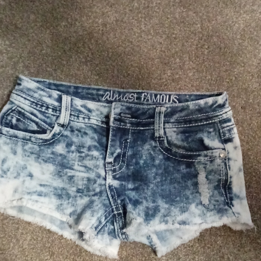 Acid wash jean shorts